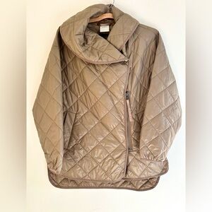 Varley Foster Quilted Nylon Jacket Taupe Asymmetric Zip Collar Women's Small